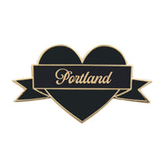 I Heart Portland Enamel Pin – Black & Gold City Pin